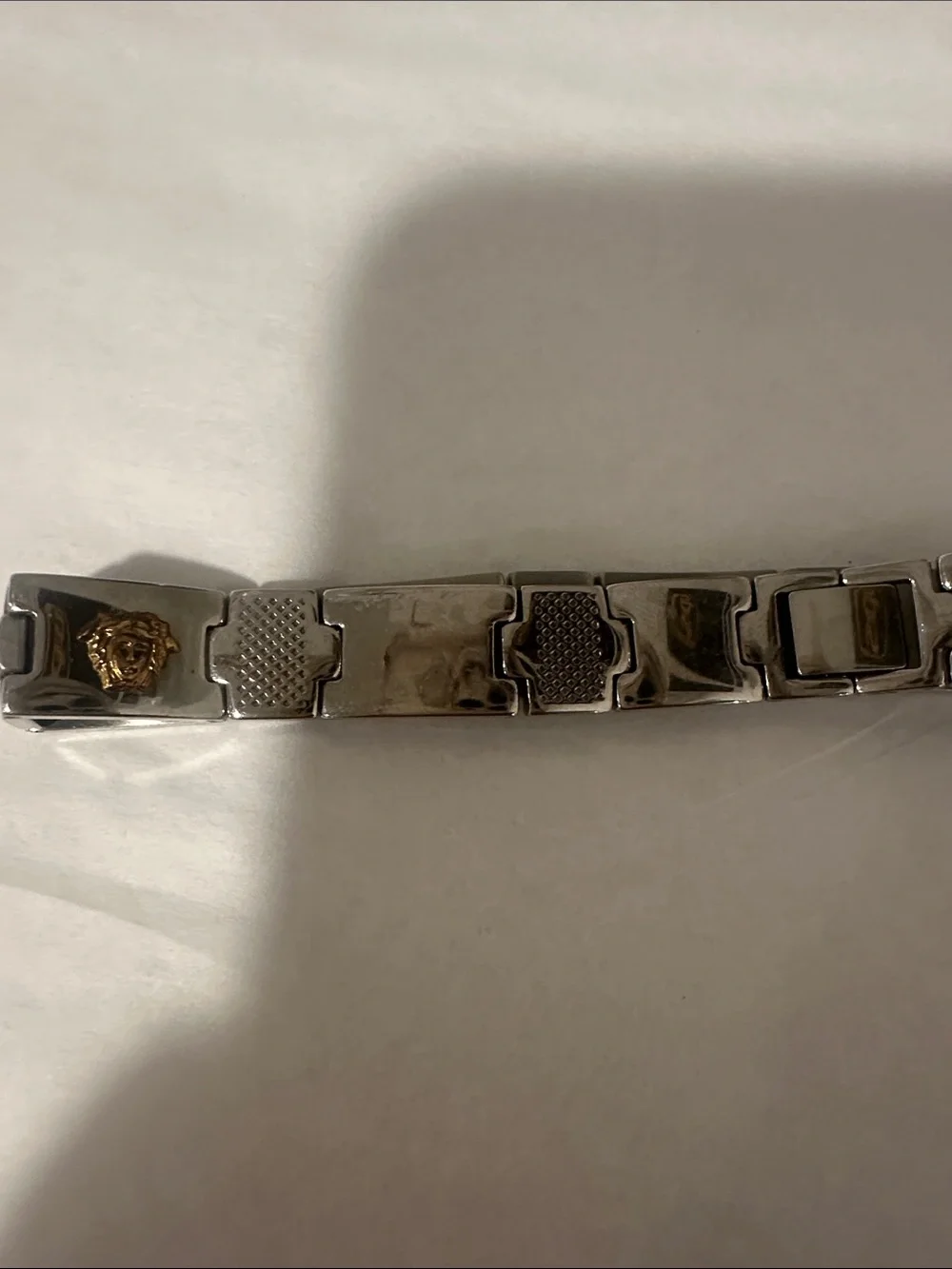 Steel 18 Karat Gold Medusa Bracelet in Silver and Gold